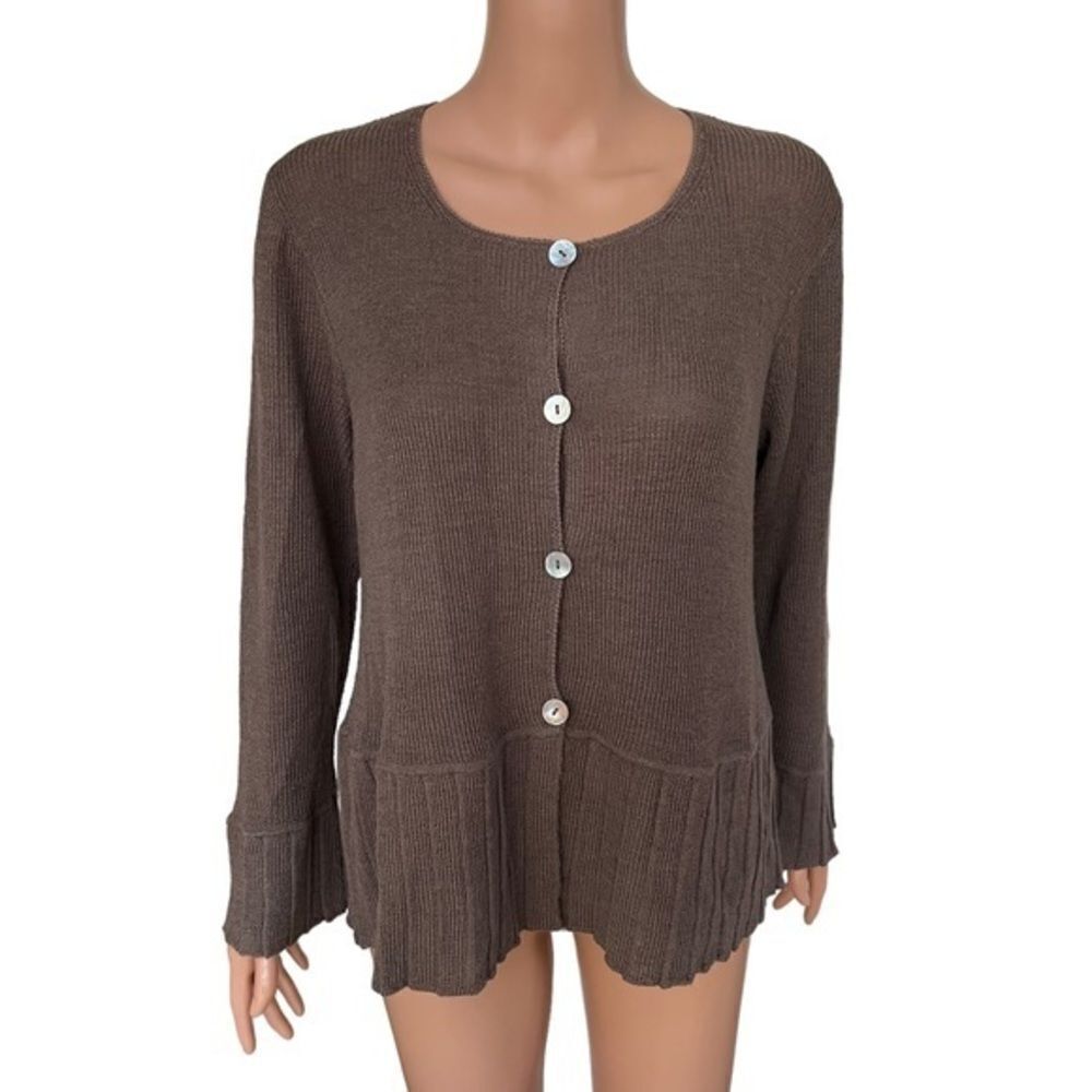 Beyond Threads brown baby alpaca/wool blend button down cardigan size S